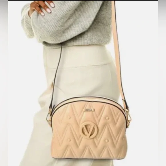 Valentino By Mario Valentino Beige‎ Quilted Crossbody Bag