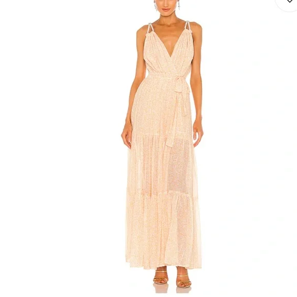 Sabina Musayev V-Neck Lorelai Silk Open Back Maxi Dress