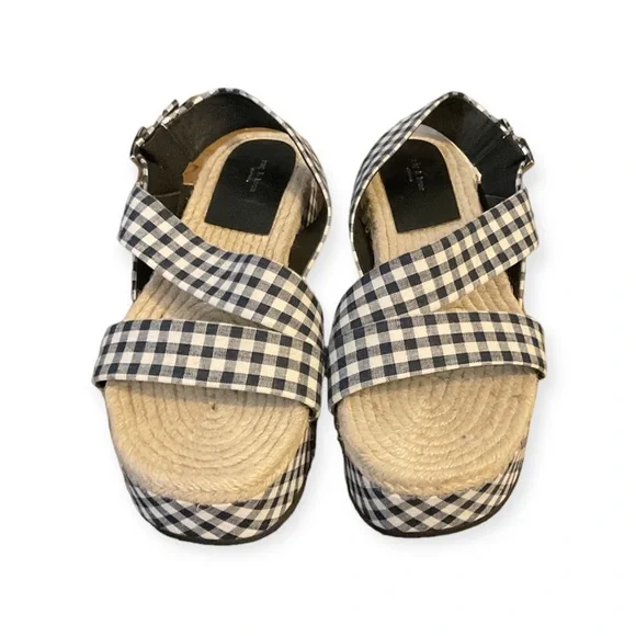 Women’s NWOT blue and white checkered Rag‎ & Bone platform sandals, size 40 (10)