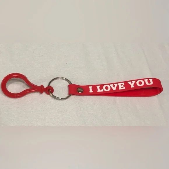 Keychain I love you graphic green. 7”L