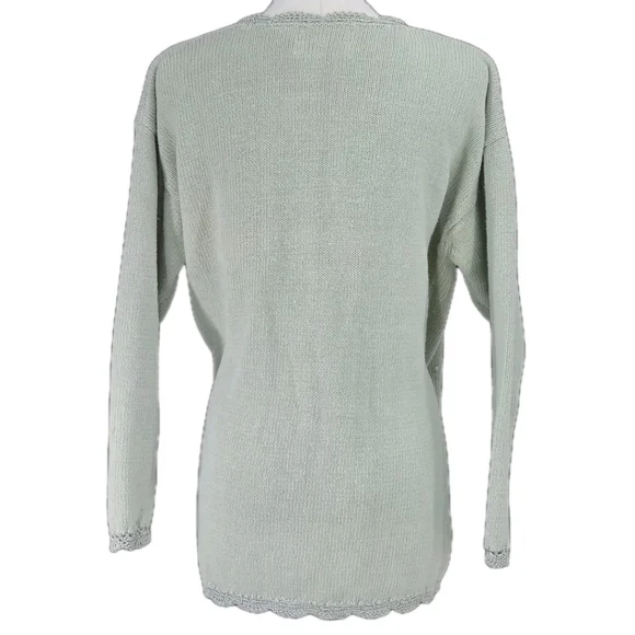 Vintage Streanigans Embroidered Sweater Womens M Sage Cottagecore Fairycore