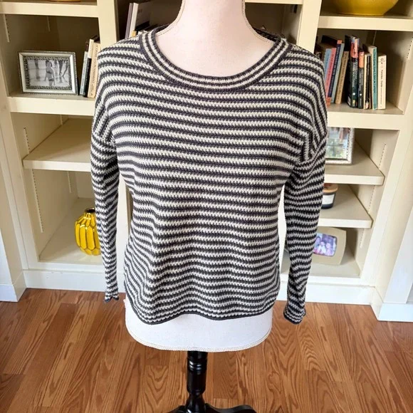 Madewell Seagrove Pullover Sweater Stripe XS Blue White Coastal Nautical Preppy