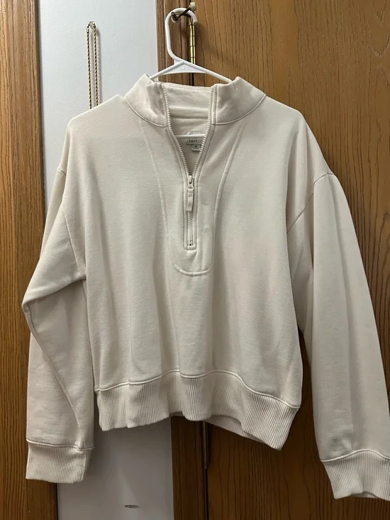 Essential Half-Zip Soft Pullover Sweater- Cream