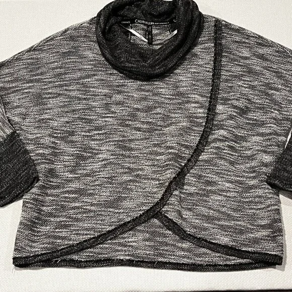 Calvin Klein Performance Gray Cowl Neck Pullover Sweater Crossover front Size XL