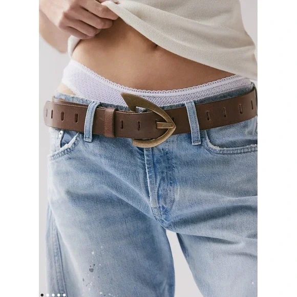 Free People We The Free Noa Belt Cognac Leather M/L NWT