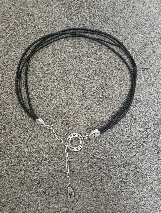Brighton Black Braided Leather Belt Women's Large Black & Silver Hook Closure