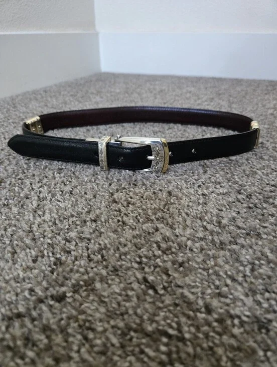 Brighton Reversible Women's Belt Black Brown Leather Sz S/28 (24.5