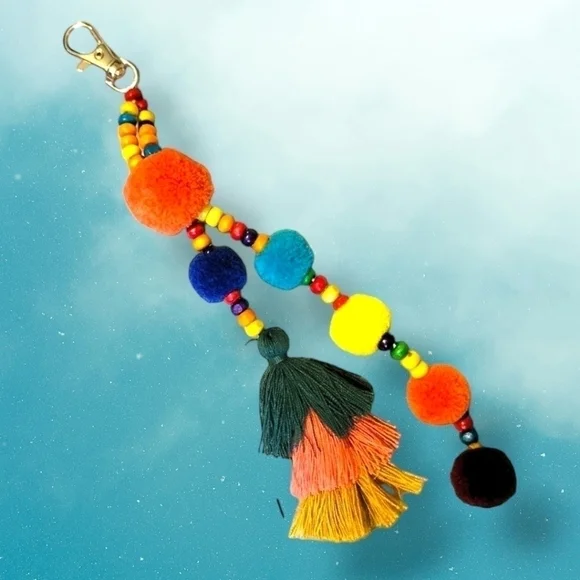 NWT Pom Pom Tassel Key Chain