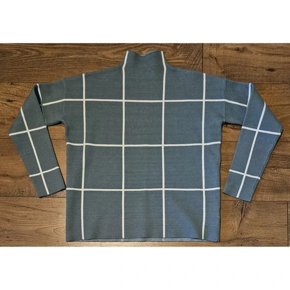 Cynthia Rowley Sweater Women's Medium‎ Windowpane Plaid Mock Neck