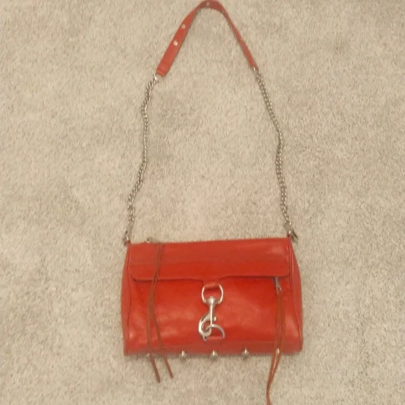 - Rebecca Minkoff rust leather fringe detail chain handle crossbody