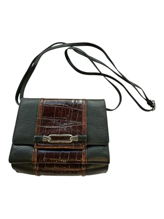 Vintage Brighton Black & Croc Embossed Leather Crossbody – Retired Style