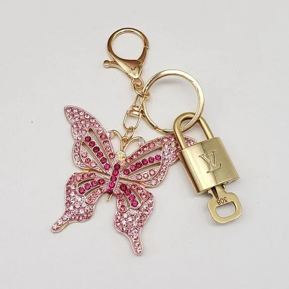 Authentic Louis Vuitton Lock & Key with Unbranded Butterfly Charm, Keychain
