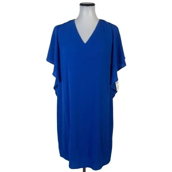 Eliza J NWT Shift V-neck Dress Ruffled Sleeves