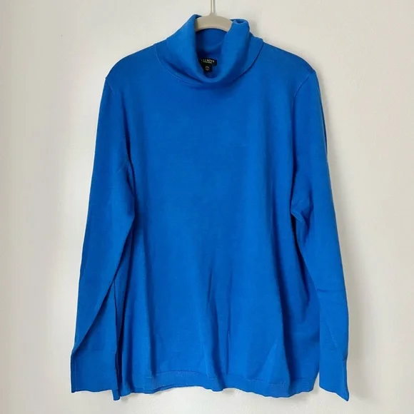 NWT Talbots Classic Royal Blue Turtleneck Sweater 2XL Petite Comfy Cotton Modal