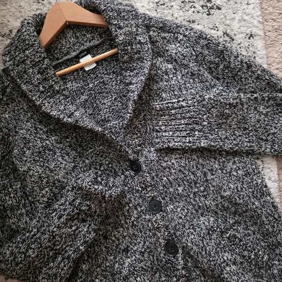 J. Crew Wool Blend Knit Collared Cardigan Sweater Womens L Cottage Core Preppy