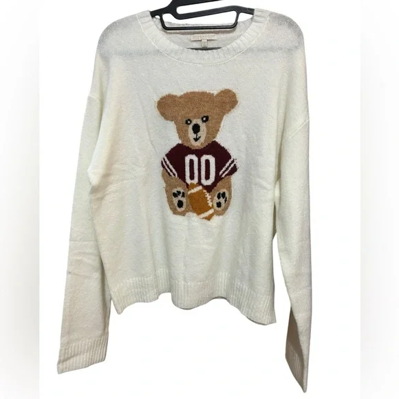 Simply Southern Anastasia Football Teddy Bear Sweater Size XXL
