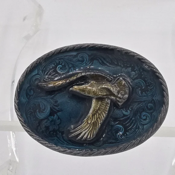 Soaring Eagle‎ Blue Enamel Belt Buckle C+J 1985 #1064