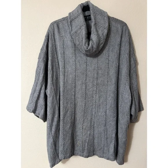 Lane Bryant Cowl Neck Cable Knit Poncho Sweater Grey Size 18/20