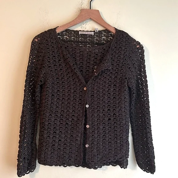 NWT Ann Klein 2 Piece Crochet Sweater Set