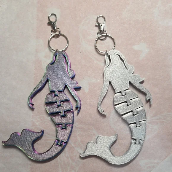 Hand Crafted 3-D Printed Mermaid Flexi Keychain/Bag Charm