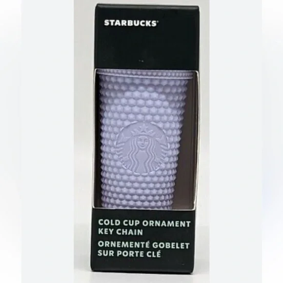 NWT Starbucks Lavender Matte Purple Studded Cold Cup Ornament Key Chain