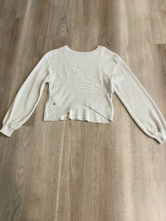 Lululemon Reversible Crossover Sweater Bone Rib Knit XS LUXE