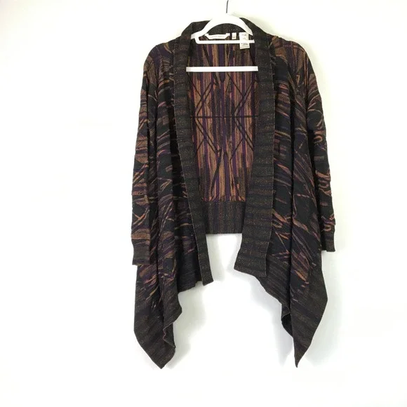 Soft Surroundings Geometric Draped Waterfall Cardigan‎ Womens S Multicolor