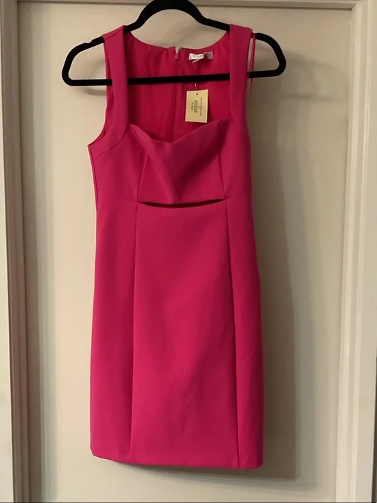 Guess Hot Pink Sleeveless Sheath Mini Dress
