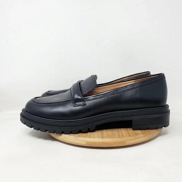 Madewell Chunky Loafer Womens 11 Bradley Black‎ Leather Platform Lug Sole Shoes