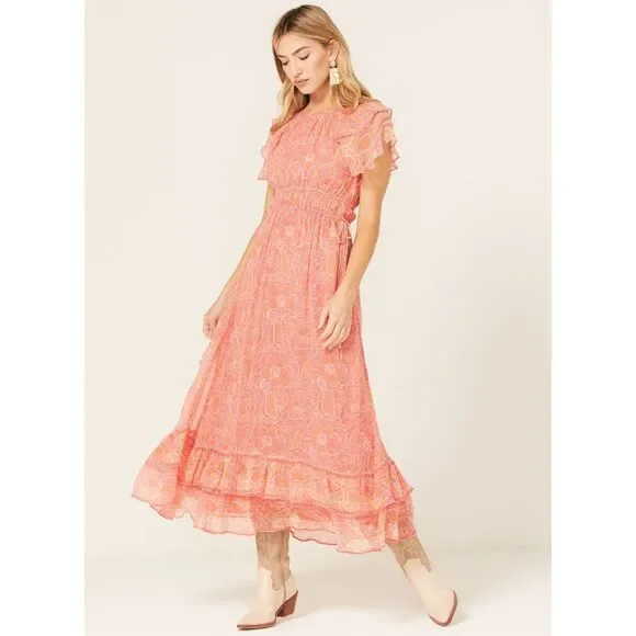 Cleobella FLORAL BLOSSOM Paisley PRINT HANNAH MIDI DRESS Small #400