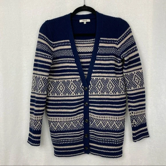 Madewell Women’s Merino Wool Fair Isle Button Cardigan sz XS