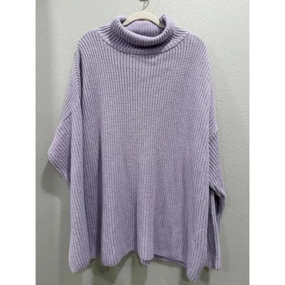 ASOS Design Lilac Turtleneck Roll Down Tunic Knit Sweater, Women's Large