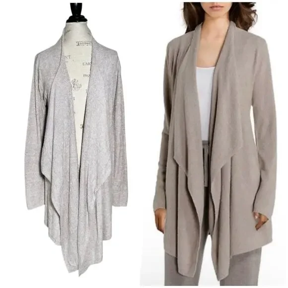 Barefoot Dreams | Women | Cozychic Lite Knit Heather Taupe Flowy Cardigan | L-XL