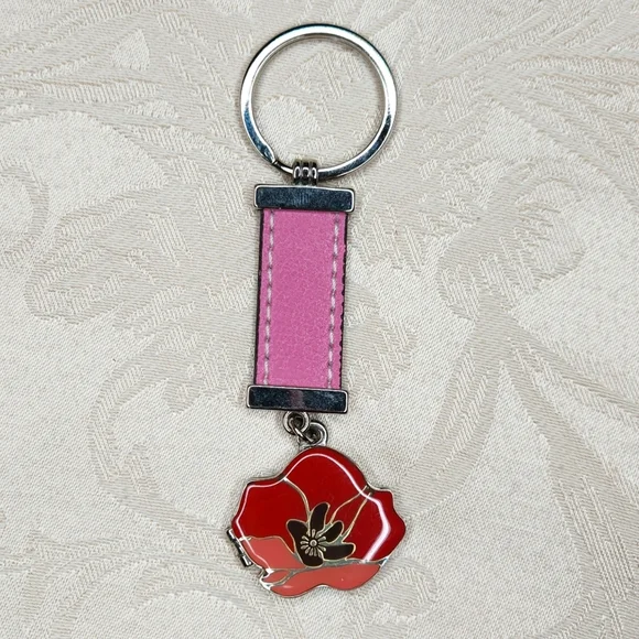 Floral keychain locket leather dedication
