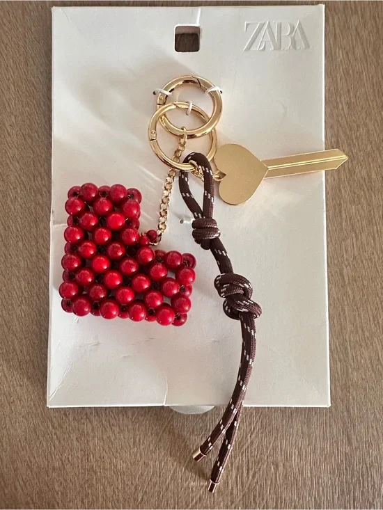 Zara Heart and Key Multi Charm Keyring