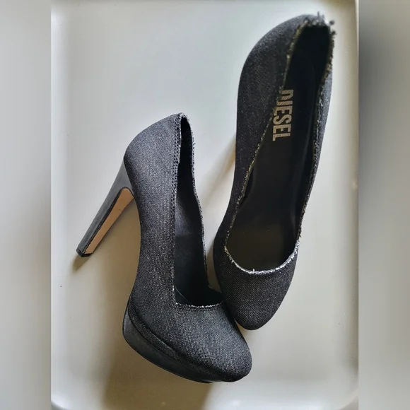 Diesel Melrose Almond Toe Platform Heels EU38/US 7.5 Denim Bratz Y2K Vintage