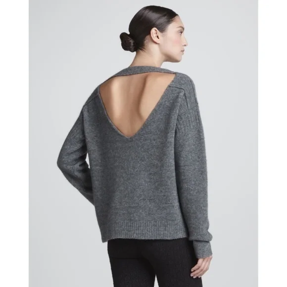 A.L.C. 'Arnaud' Knit Open Back Merino Wool Sweater in Gray Size Small