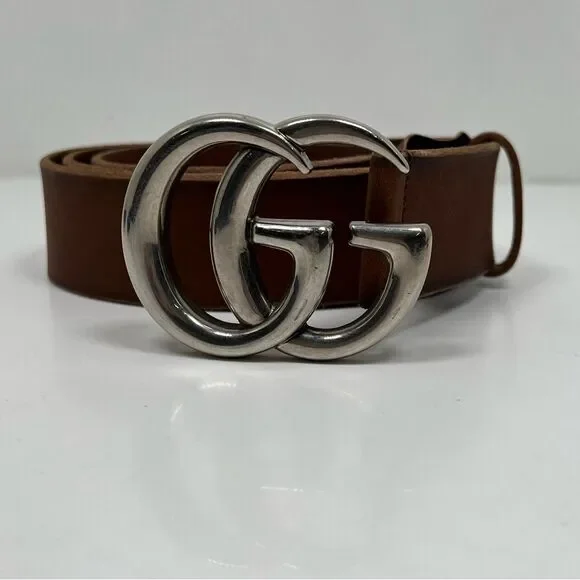 Gucci GG Brown Leather Belt Size 110 - 44
