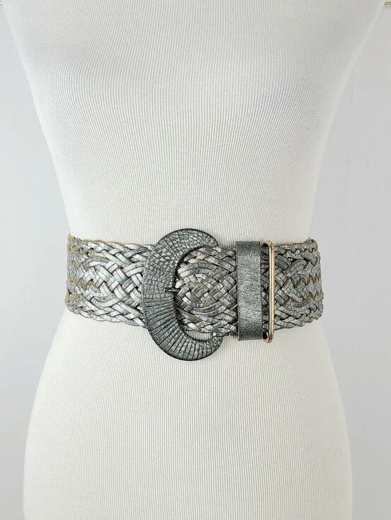 Linea Pelle Handmade Wide Oversized Braided Woven Genuine Leather Belt