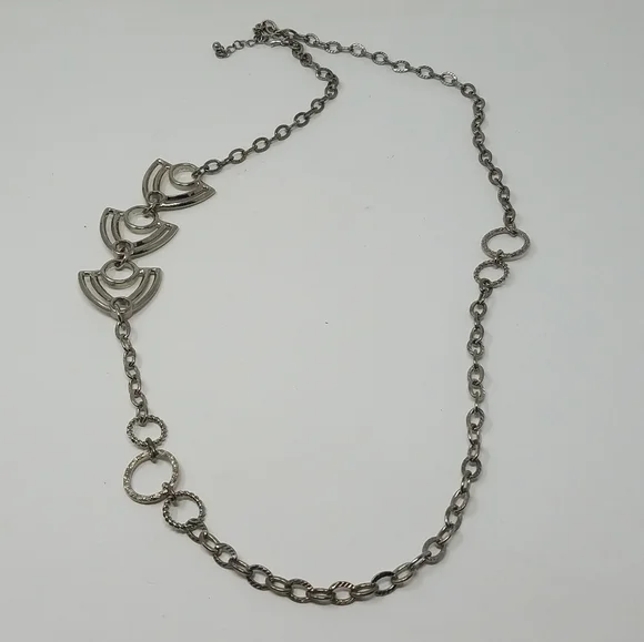 Vintage‎ women metal chain belt silver tone