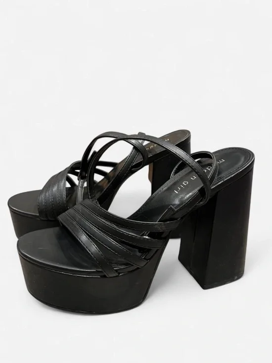 Madden Girl Black Strappy Platform Block Chunky Heels