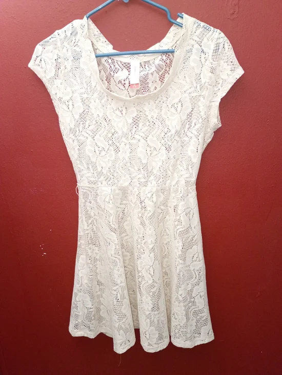 No Boundaries Cream Lace Skater Dress