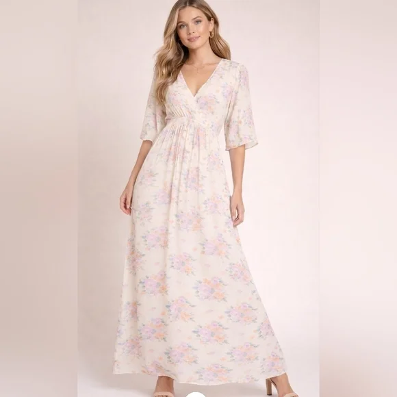 Entro EUC Size Small Floral V-Neck Dress 19 PTP
