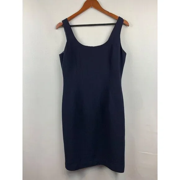 Jones New York Womens Navy Sleeveless Sheath Dress Size 14