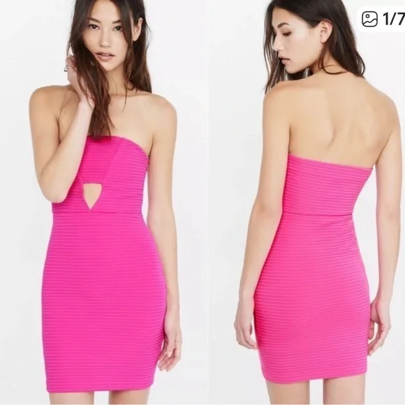 UEC Neon pink ribbed strapless mini dress from Express size 4 worn once