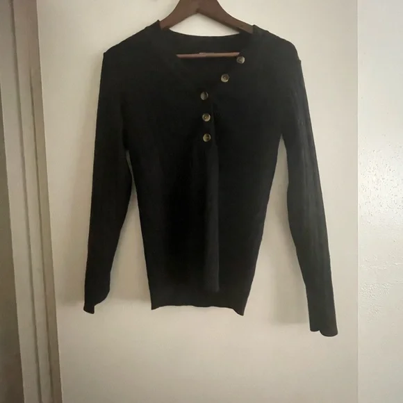 Black Button-Detail Women's Sweater