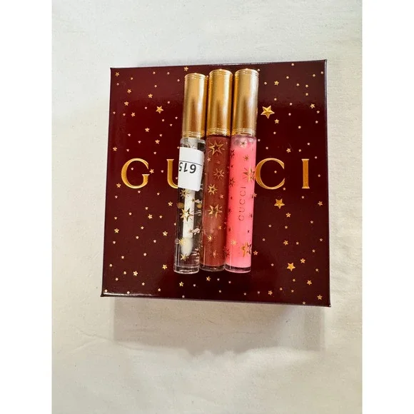 Gucci Beauty Rosso Ancora 509 Lip Set Matte Liquid & Glow Lipstick 3 Piece New