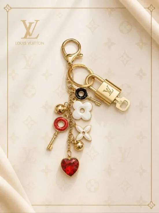 Authentic Louis Vuitton Lock & Key with Unbranded Charm, Keychain