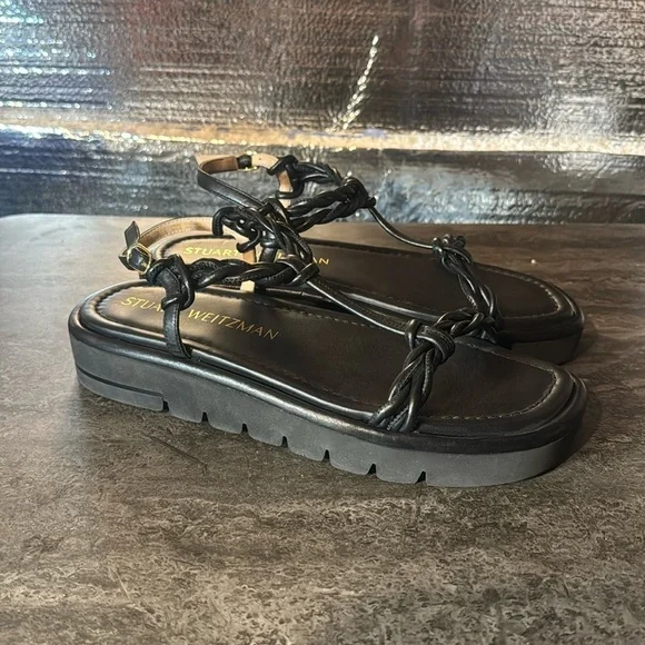 Stuart Weitzman Calypso Lift Leather Platform Sandals. Size 9.5 B