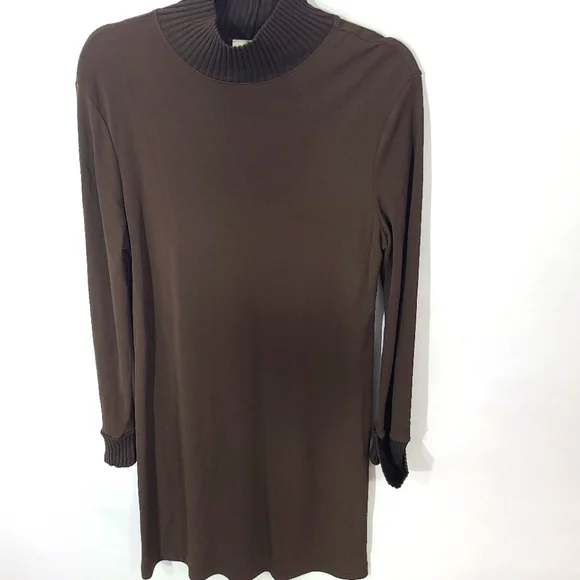 J. Jill Women's Size‎ MP Petite Brown Dress Long Sleeve Mock Neck Office Party